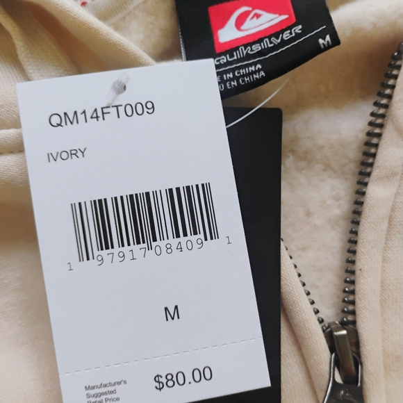 QUIKSILVER NEW Red Box Zip Up Hoodie Jacket - Picture 9 of 10